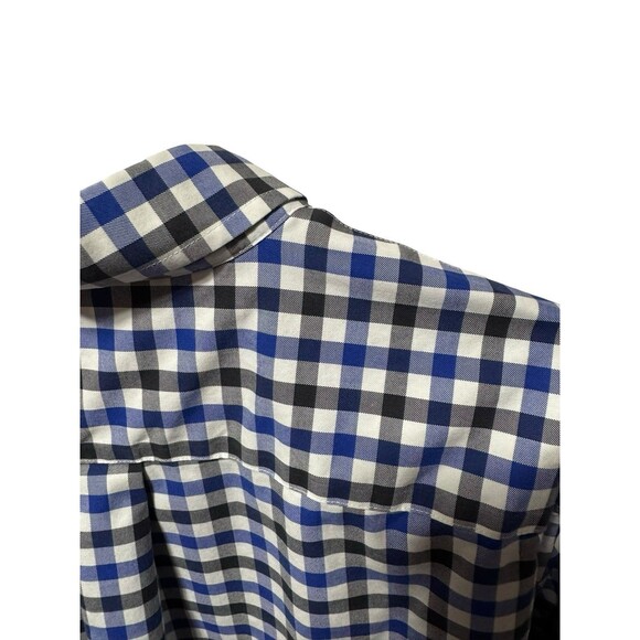 Lands End Men’s Plaid Long Sleeve Button Down XL/T 17-17 1/2 Blue, Black, White - Picture 9 of 11